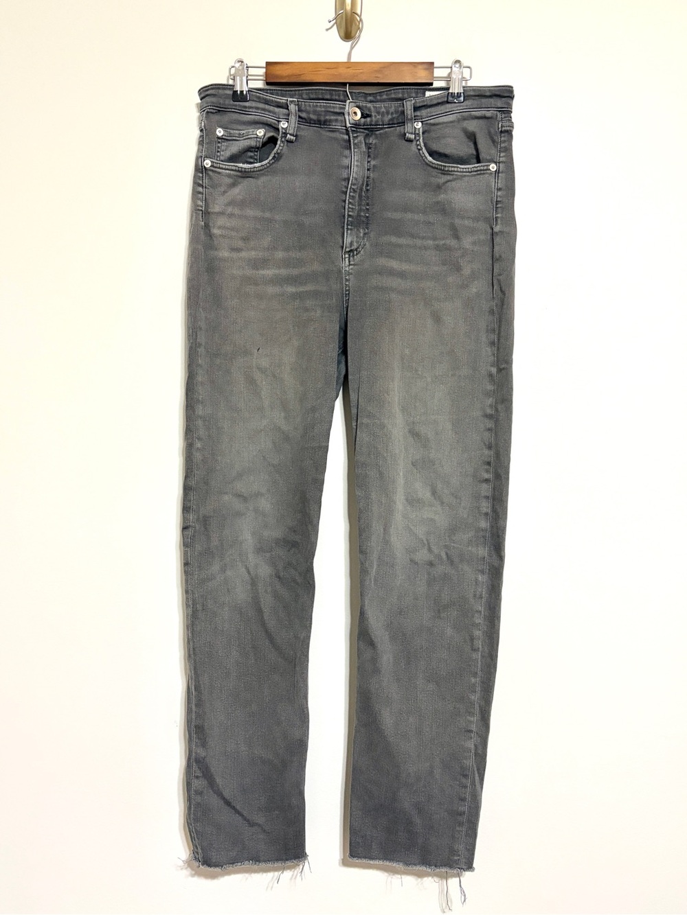 Rag & Bone Nina High-Rise Cigarette Jeans Washed Gray Size 34 Waist